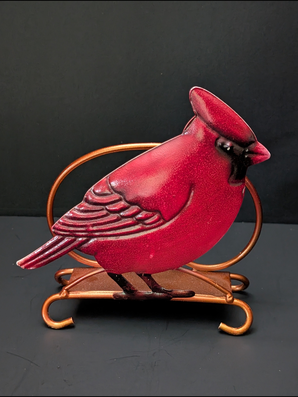Red cardinal bird napkin holder metal 8-2026 K